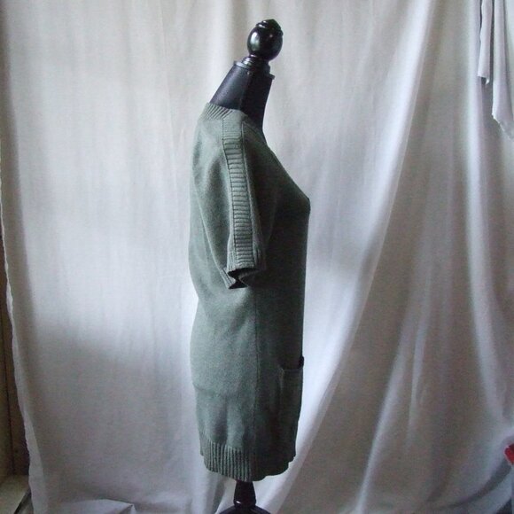 Banana Republic dress green sweater angora fur v-neck knee length preppy cozy XS - Picture 3 of 14